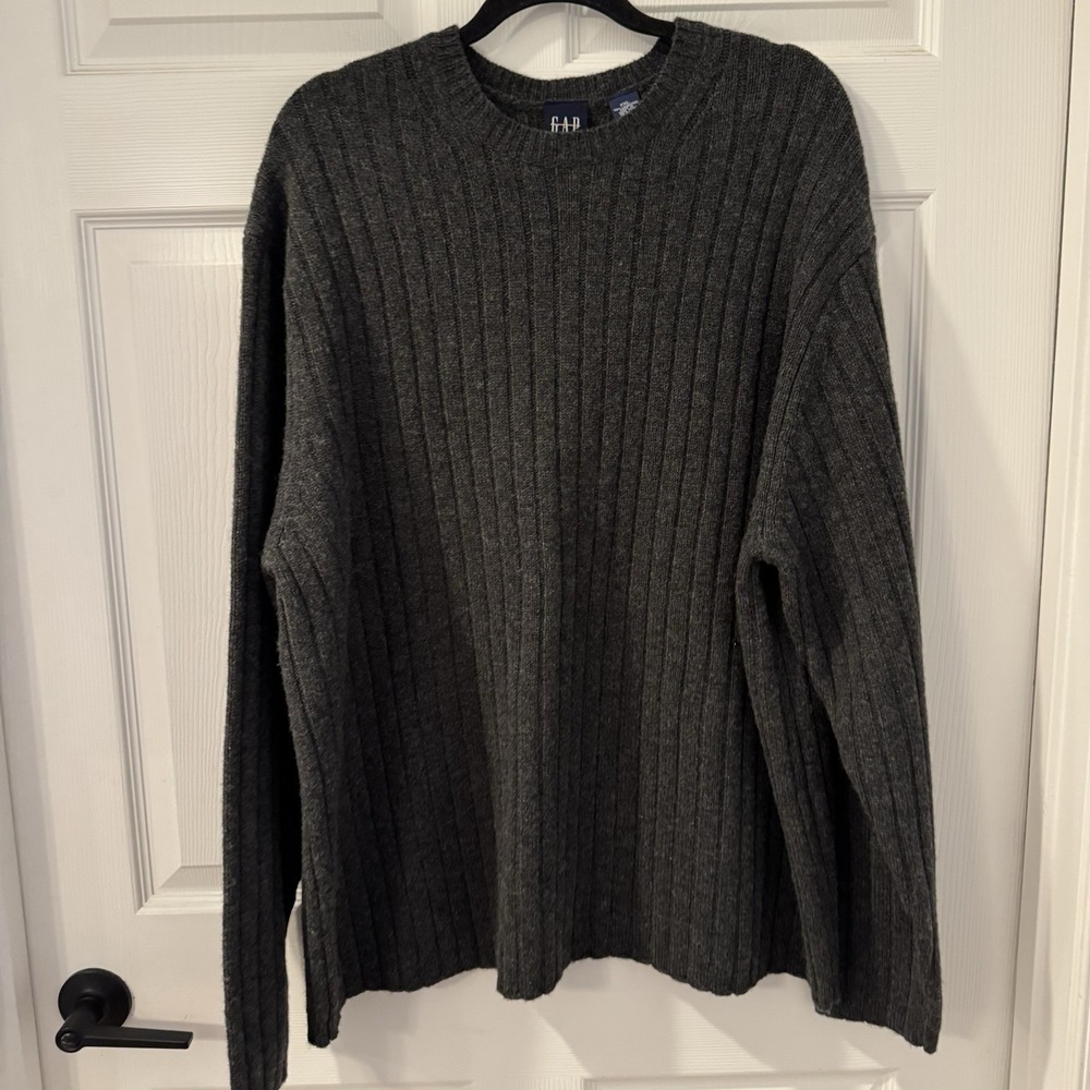 Vintage Y2K Gap Sweater Men's 2XL Lambswool Boxy Minimalist XXL Crewneck Relaxed
